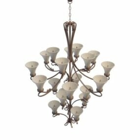 4 Tier Antique Chandelier With Shades 3d model
