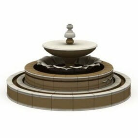 4 Tier Stone Water Fountain 3d model