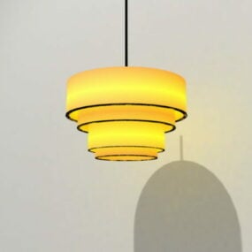 Mô hình 3d đèn trần hình trụ màu vàng