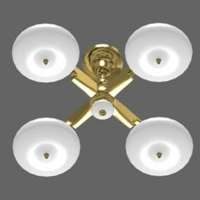 4 Lights Brass Arm Pendant Light Design 3d model
