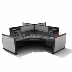 4 Person Staff Furniture Workstation Partition 3d model