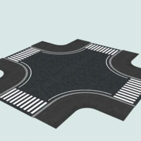 4-weg kruispunten modulair straat 3D-model