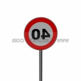40kmh Speed Limit Road Signs 3d model