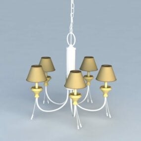 5 Light With Shade Chandelier Model 3d