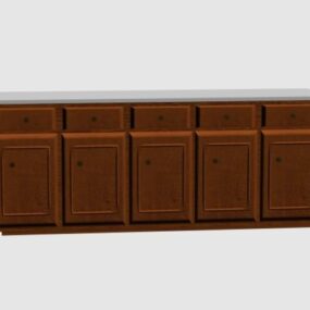5 Door Kitchen Design Countertop 3d model