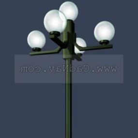 Modello 3d con luce da giardino a cinque lampade