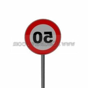 50 Kmh Speed Limit Road Sign 3d model