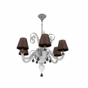 6 Arm Antique Chandelier With Shades 3d model