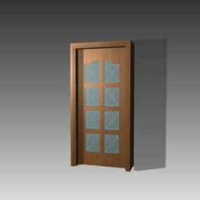 6 Glass Inside Wood Frame Panel Door 3d model