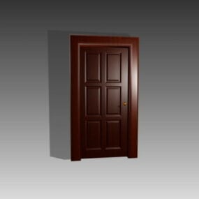 6 Panel Wooden Door Design 3d model