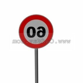 60kmh Speed Limit Road Sign 3d model