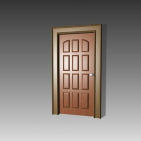 Interior Wood Door 9 Panel Style 3d model