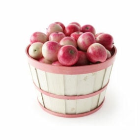 3D model košíku s ovocem a červenými jablky
