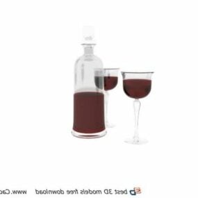 Model 3d Botol Anggur Kaca