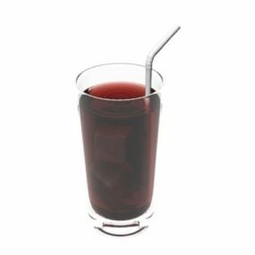 Red Straw Drink Glass 3d model
