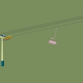 Aerial Rope-way With Cable Car 3d model