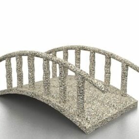 Pont de jardin en pierre d'agrégat modèle 3D