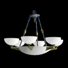 Alabaster Bowl Shade Ceiling Chandelier 3d model