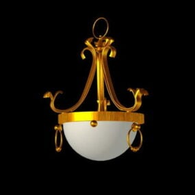 Alabaster Bowl Brass Chandelier 3D-malli