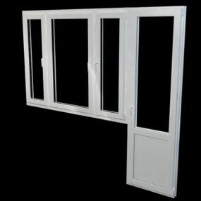 3д модель алюминиевой двери и бокового окна Home Design