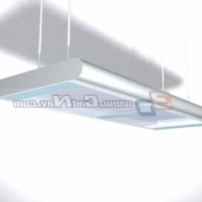 מערכת מנורות תקרה פלורסנט משרדית דגם תלת מימד