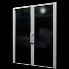 Diseño de puerta de vidrio con marco de aluminio modelo 3d