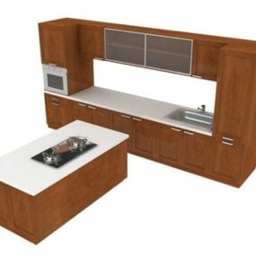 American Kitchen Design Open Style 3d-modell