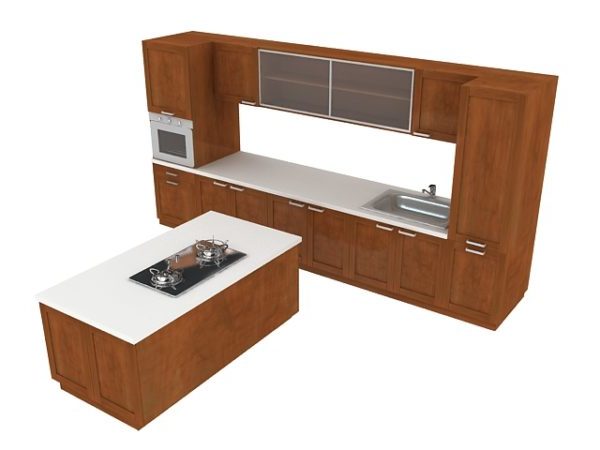 American Kitchen Design Open Style Free 3d Model - .Max, .Vray