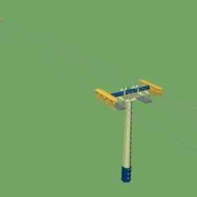 Modelo 3D do teleférico externo do parque de diversões