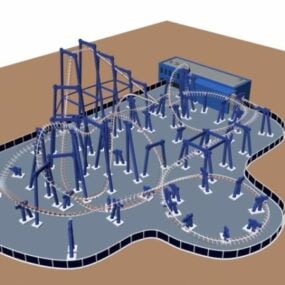 Amusement Park Roller Coaster 3d model
