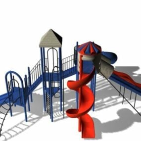 Parque de diversões com sistema de deslizamento Modelo 3D