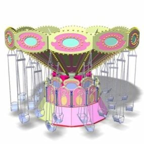 3D-Modell für Vergnügungsparks mit fliegenden Rollern im Freien