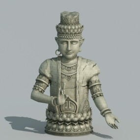 Modelo 3d da estátua antiga de Buda