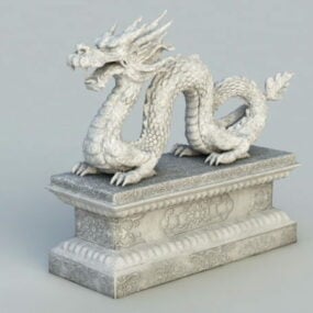 Antik Taş Çin Ejderha Heykeli 3D model