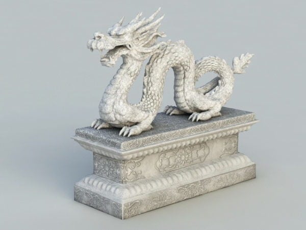 Statue de dragon chinois en pierre ancienne