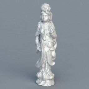 Statue de déesse chinoise ancienne en pierre modèle 3D