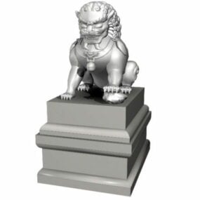 3д модель старинного китайского льва-хранителя
