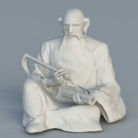 3D-Modell der chinesischen Statue eines alten Mannes