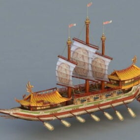 نموذج سفينة الحرب الصينية القديمة ثلاثي الأبعاد