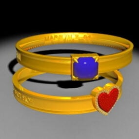 Modello 3d di gioielli antichi di anelli di coppia