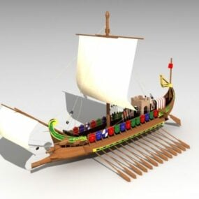Model 3D jednostki pływającej starożytnego greckiego okrętu wojennego