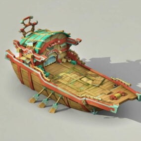 Wasserfahrzeug, altes polynesisches Boot, 3D-Modell