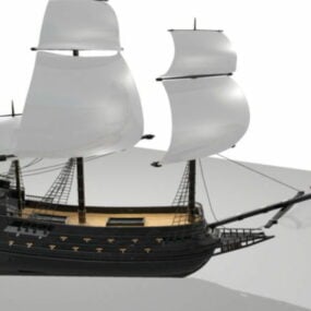 古代の帆走軍艦 3D モデル
