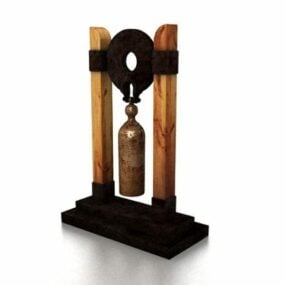 Muinainen puinen kellopuutarhasisustus 3d-malli