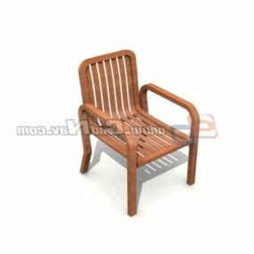 Furniture Anegre Wood Arm Chair 3d model