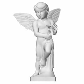 Skrzydła posągu anioła z kwiatem Model 3D