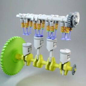 3д модель промышленного анимированного двигателя
