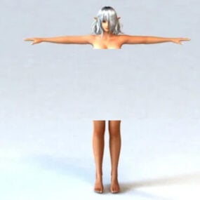 Modello 3d del corpo della ragazza dell'elfo di Anime