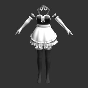 Anime Maid Vestido Moda modelo 3d