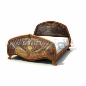 Modello 3d con testiera scolpita per letto con mobili antichi
